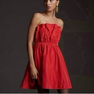 Anthropologie Ruffled Taffeta Mini Dress NWT